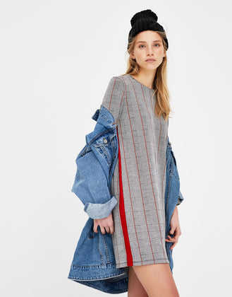 Checked long sleeve dress