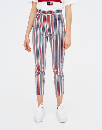 Striped high waist trousers
