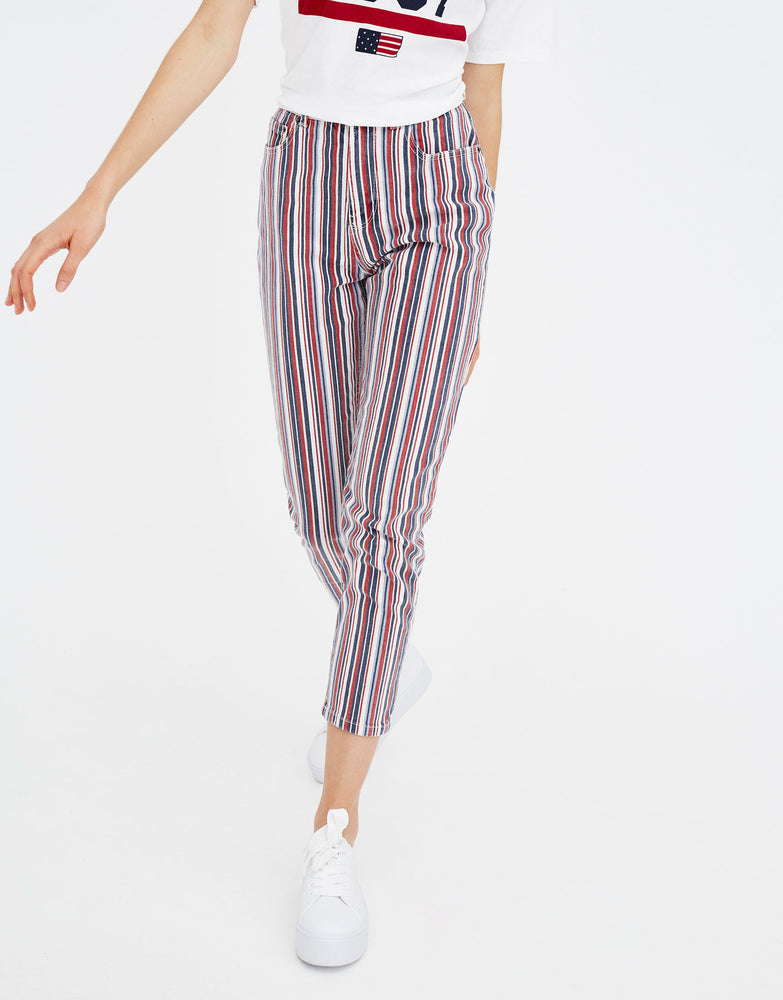 Striped high waist trousers