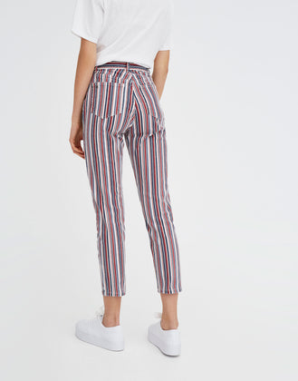 Striped high waist trousers