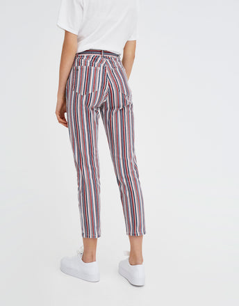 Striped high waist trousers