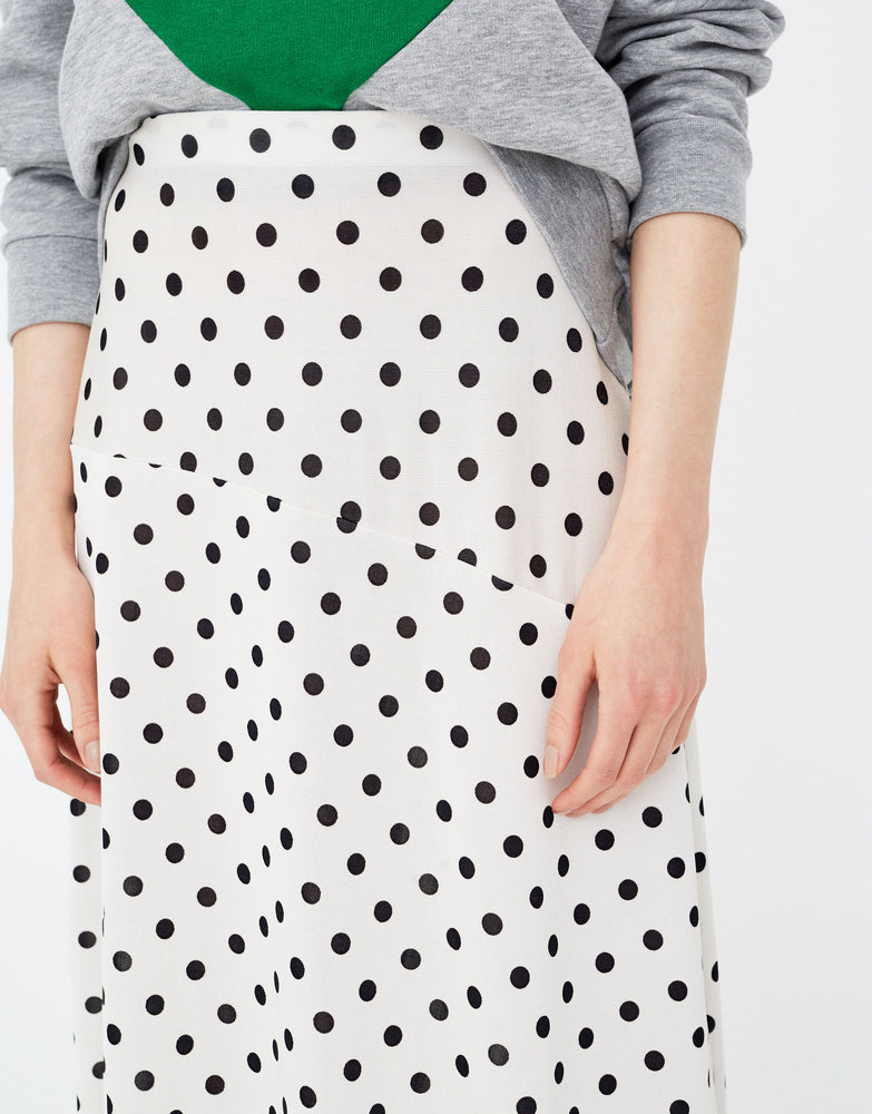 Polka dot asymmetric skirt
