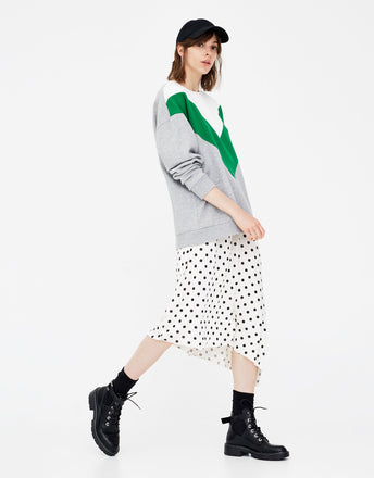 Polka dot asymmetric skirt