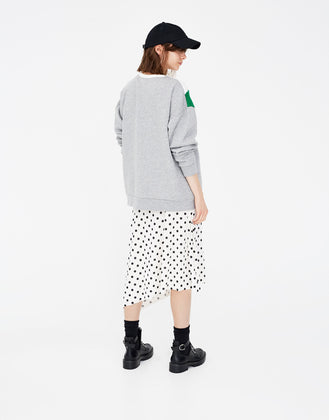 Polka dot asymmetric skirt