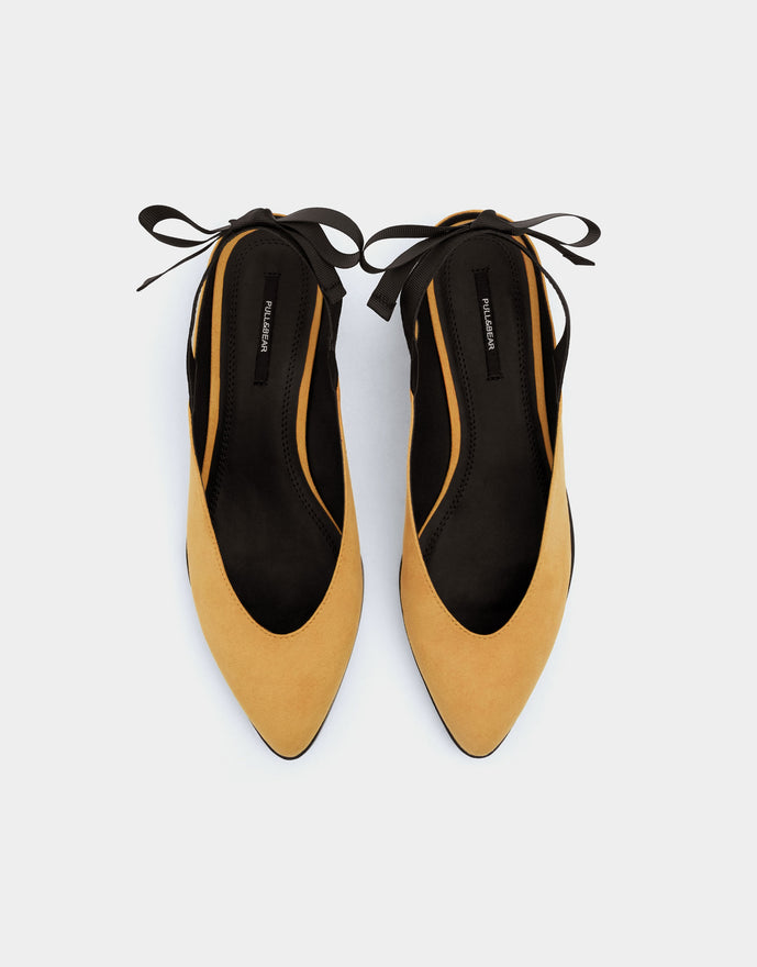 Mustard yellow ballerinas with bow detail