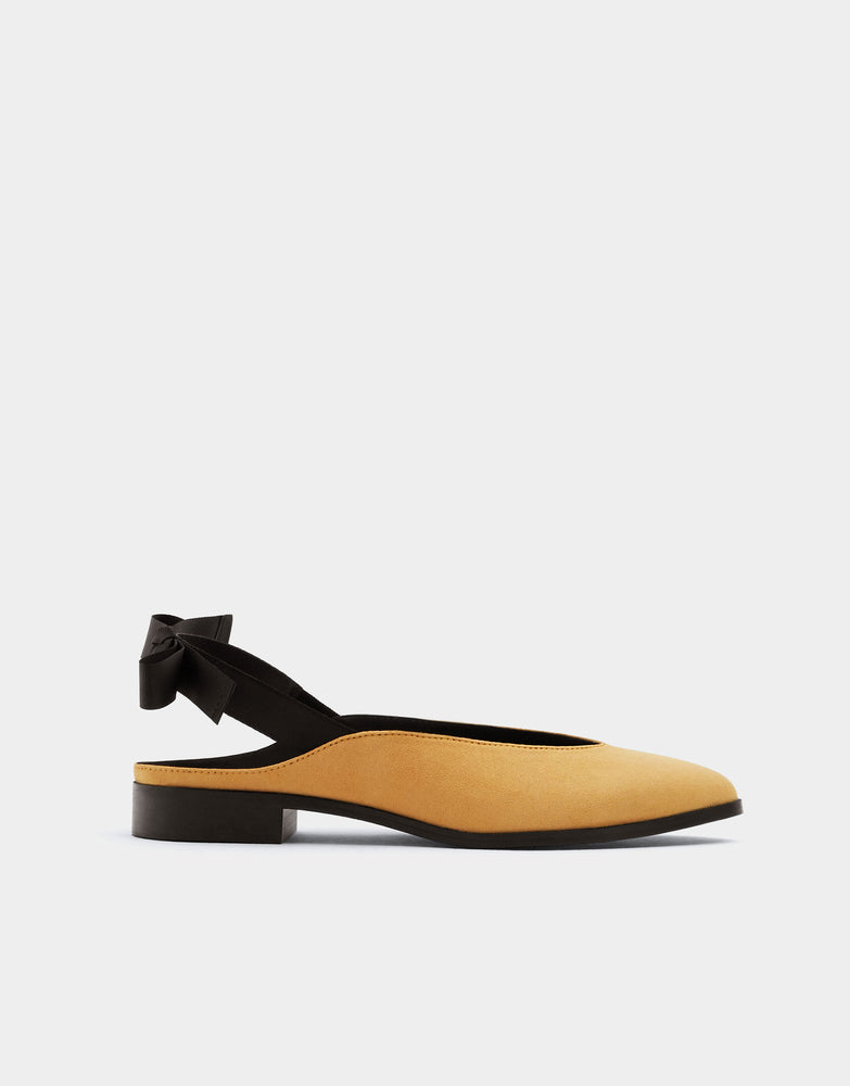 Mustard yellow ballerinas with bow detail