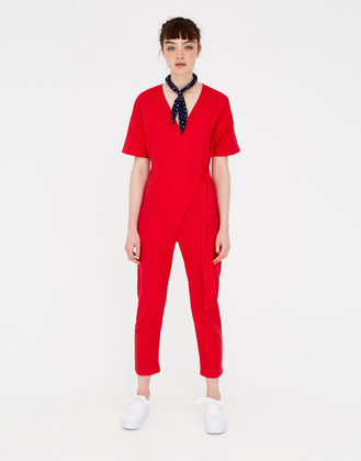 Long jumpsuit neckline