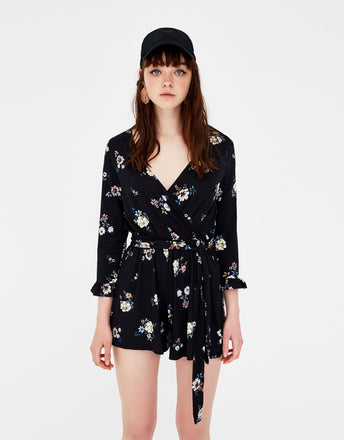 Printed crossed jumpsuit