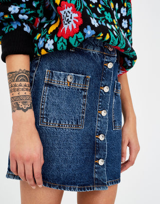 Faux leather skirt with tied belt