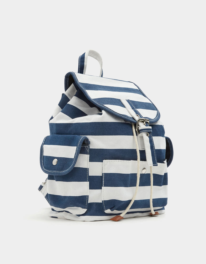 Navy blue fabric backpack