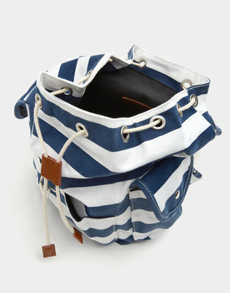 Navy blue fabric backpack