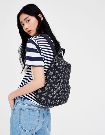 Printed fabric backpack