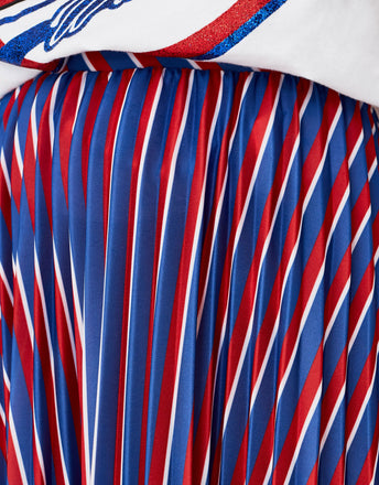 Pleated striped midi skirt