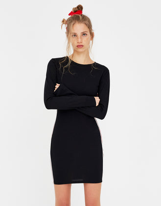 Dress with side stripes