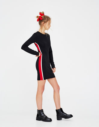 Dress with side stripes