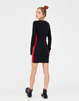 Dress with side stripes