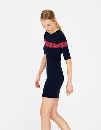 Dress with stripes on the chest