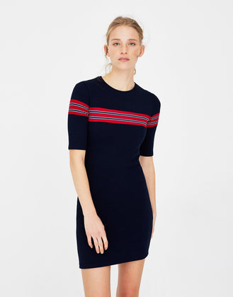 Dress with stripes on the chest