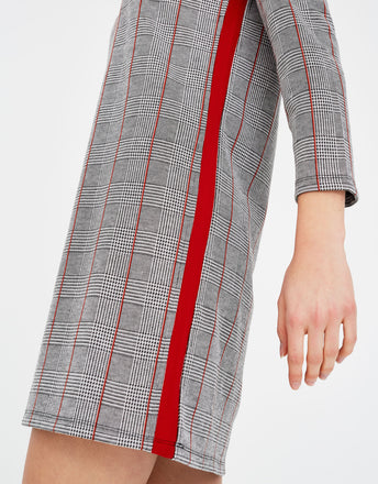 Checked long sleeve dress