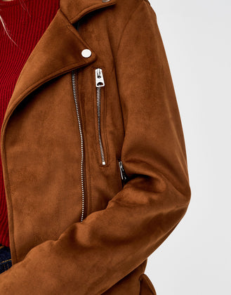 Faux suede biker jacket