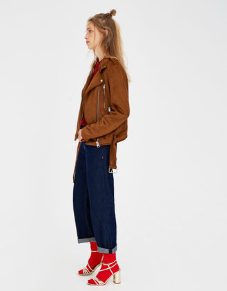 Faux suede biker jacket